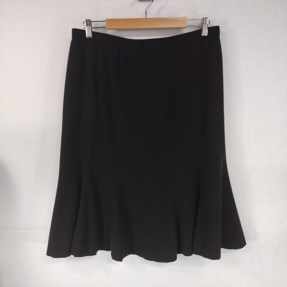 Focus 2000 Women's 14 A line Flare Panel Skirt Knee Length Zipper Button Black